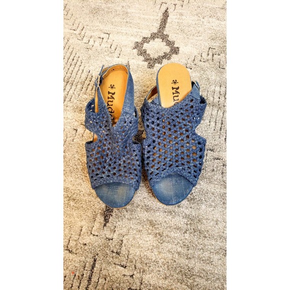 MUDD women's Denim Wedge Sandal size 7M - Picture 1 of 6